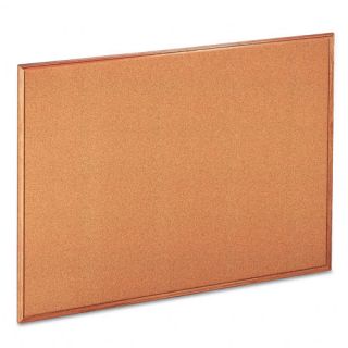 Universal Cork Bulletin Board, 48 in x 36 in, Natural, Oak Frame, EA 