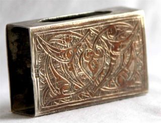 antique solid sterling silver continental matchbox holder p time left