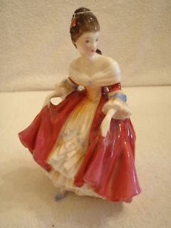 Vintage 1957 ROYAL DOULTON Porcelain Figurine Woman Wearing Dress 
