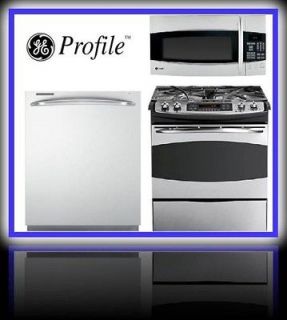 GE Profile 3 Piece Appliance Package Gas Range, Microwave and 