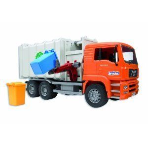 Bruder Toys Man Side Loading Garbage Truck Orange New Playsets Vehicle 