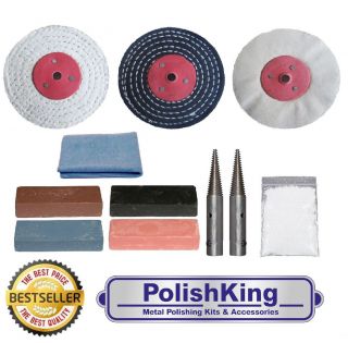 Bench Grinder Metal Polishing Kit 11pc By PolishKing 3 x 1/2 BGK0 