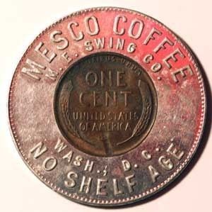 RARE Washington D C 1935 Encased Cent Merchant Token