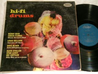 Hi Fi Drums Buddy Rich Louis Bellson Stan Levey Mono LP