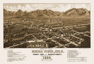 Old Map Buena Vista Colorado 1882 Chaffee County