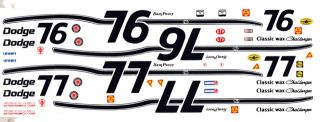 76 77 Sam Posey Dodge Challenger 1 24th 1 25th  waterslide Decals 