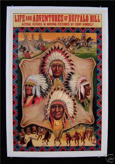 BUFFALO BILL CODY Sitting Bull WILD WEST Movie Poster   NO BULL 100 