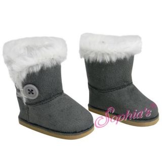   Button Fur Trimmed Ewe Boots Doll Shoes for 18 American Girl Doll