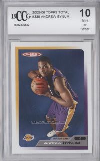 ANDREW BYNUM 2005 TOPPS TOTAL ROOKIE RC BGS BCCG GRADED 10 MINT+