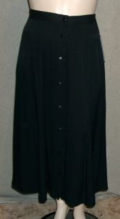 New David Dean Black Crepe Skirt Front Button Flare Office Career 12 
