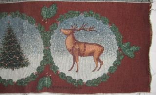 David C Brown Christmas Santa Sled Jacquard Tapestry Runner Fabric 