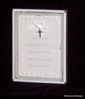 Bless This Child Ceramic Nursery Plaque with Cross CR. Gibson