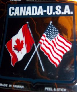 Canada USA Flags Bumper Sticker Auto Crest