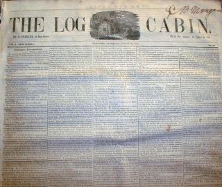 RARE 1841 Presidential Campaign Newspaper The Log Cabin