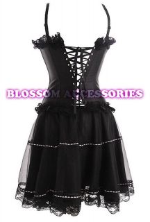 066 Burlesque Black Pink Can Can Moulin Rouge Costume Corset Skirt XL 
