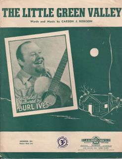 Burl Ives The Little Green Valley A1 Sheetmusic
