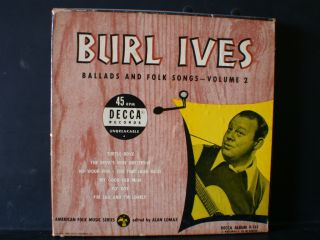 45 RPM Burl Ives Ballads Folk Songs 1950 Decca Box Set Jukebox 