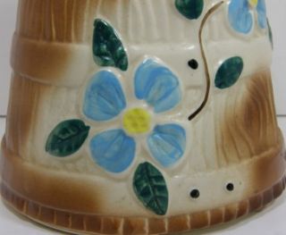 vintage butter churn cookie jar blue flowers