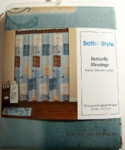 Butterfly Blessings Shower Curtain Brown Blue Praise