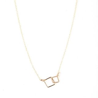 By Boe 14k Gold Filled Cubilete Square Link Pendant Necklace
