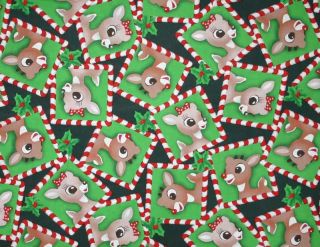   Red Nose Reindeer Deer Candy Cane Christmas Curtain Valance New