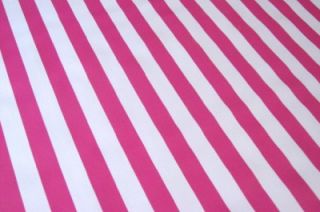 Hot Pink Cabana Stripe Retro Vinyl Oilcloth Fabric BTY