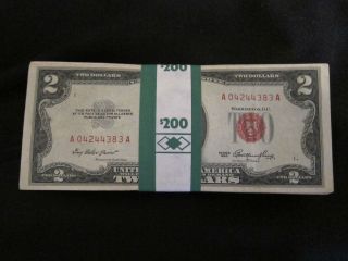 100 1953 1963 $2 Red Seal United States Notes $200 Face Value VG XF 