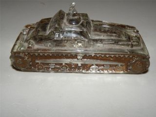 Antique Vintage Victory Glass Candy Container Tank Please Look