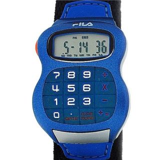 Fila Kids Blue Calculator Velcro Strapp Watch with 8 Digit Display 