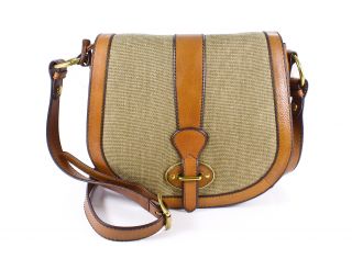 Fossil Vintage re Issue Flap Leather Crossbody Bag Camel New