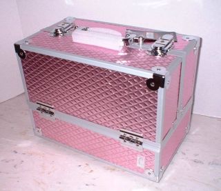 Caboodles Stylist Pink Quilted Cosmetic Train Case with Six 