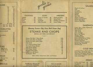  Restaurant Menu Place to Eat Industrial & Cadiz Dallas Texas 1940s