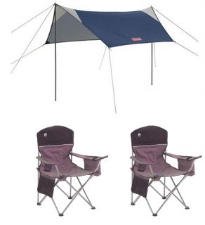 COLEMAN Camping 2 Pole Hybrid Sun Rain Shelter Tent Canopy Quad Cooler 
