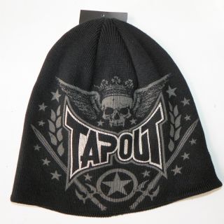 Tapout MMA UFC Cage Fight Boxing Skull Wings Print  Beanie Black 