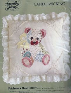 Patchwork Bear Pillow Candlewicking Embroidery Kit Something Special 