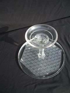   American Pattern Glass Pedestal Cake Stand Mystery Pattern