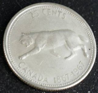 1967 canadian silver 25 cents quarter coin canada