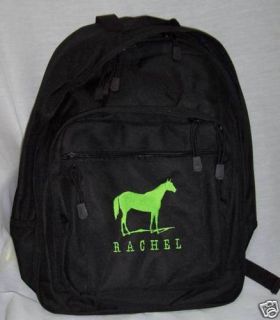 Quarter Horse Lime Green Backpack Barrel Racer Bookbag