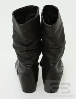 Stuart Weitzman By Theodora & Callum Black Leather Slouch Flat Boots 