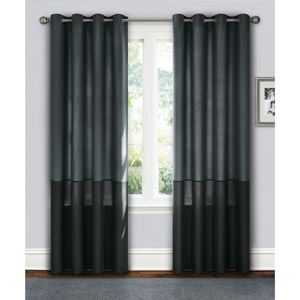 Canopy Color Band Grommet Top Energy Efficient Curtain Panel Charcoal 