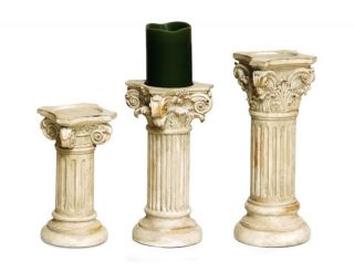   Large Classic Cottage Chic Roman Column Style Candleholders