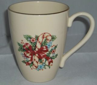 Lenox Holiday Coffee Mug Cup Candy Cane Holly Gold Trim Personalized 