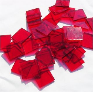 25 Cherry Red Cath Fusible 96 COE 1 Square Glass Mosaic Tile Pack 