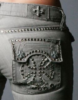 Laguna Beach Jeans Womens GGG Gray Denim w 2G Crystals Straight 