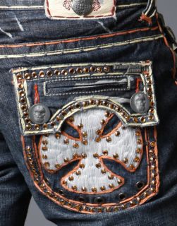 Laguna Beach Jeans Mens Embroidered Orange 2G Crystals Sample