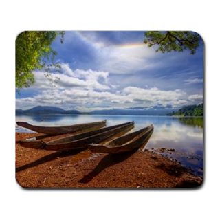 anchored wooden canoes and lake mousepad mouse mat this is a gorgeous 
