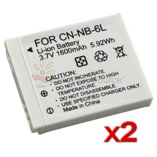 2X NB 6L For Canon Powershot Camera BATTERY SD1200 D10 SD1300IS SD3500 
