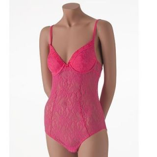 Daisy Fuentes Pink Stretch Lace Bodysuit Cami 34C $30