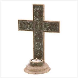 Sage Green Celtic Cross Tealight Candle Holder