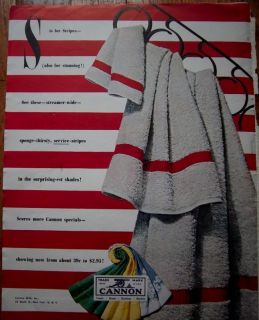 1949 Red and White Cannon Bath Towels Color Ad